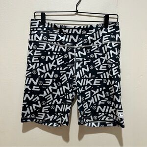 Nike One Women’s Mid-Rise Dri-Fit Tight Printed Bike Shorts Black & White Large